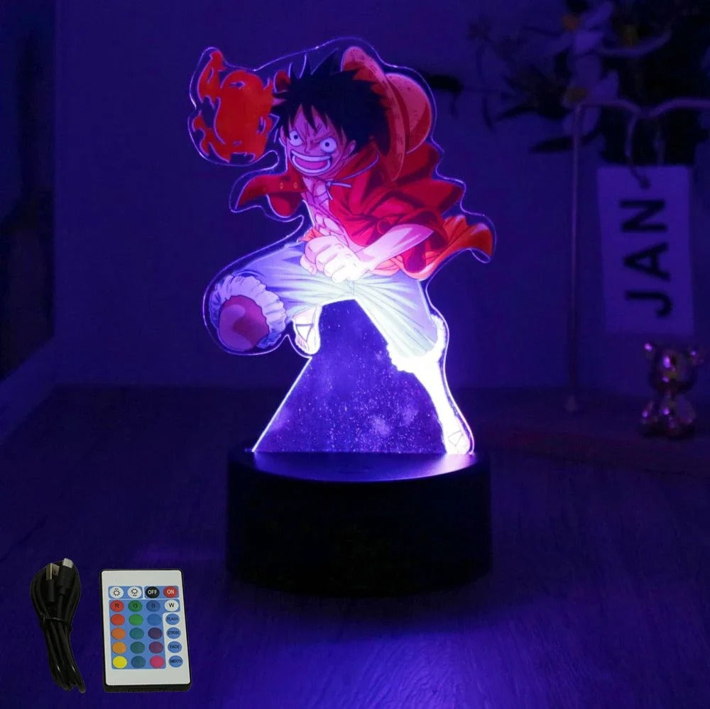 Luffy & Zoro Anime Figures – PVC Collectible with 3D LED Lamp