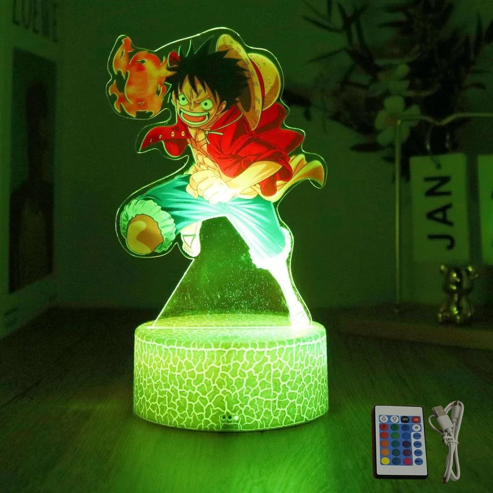 Luffy & Zoro Anime Figures – PVC Collectible with 3D LED Lamp