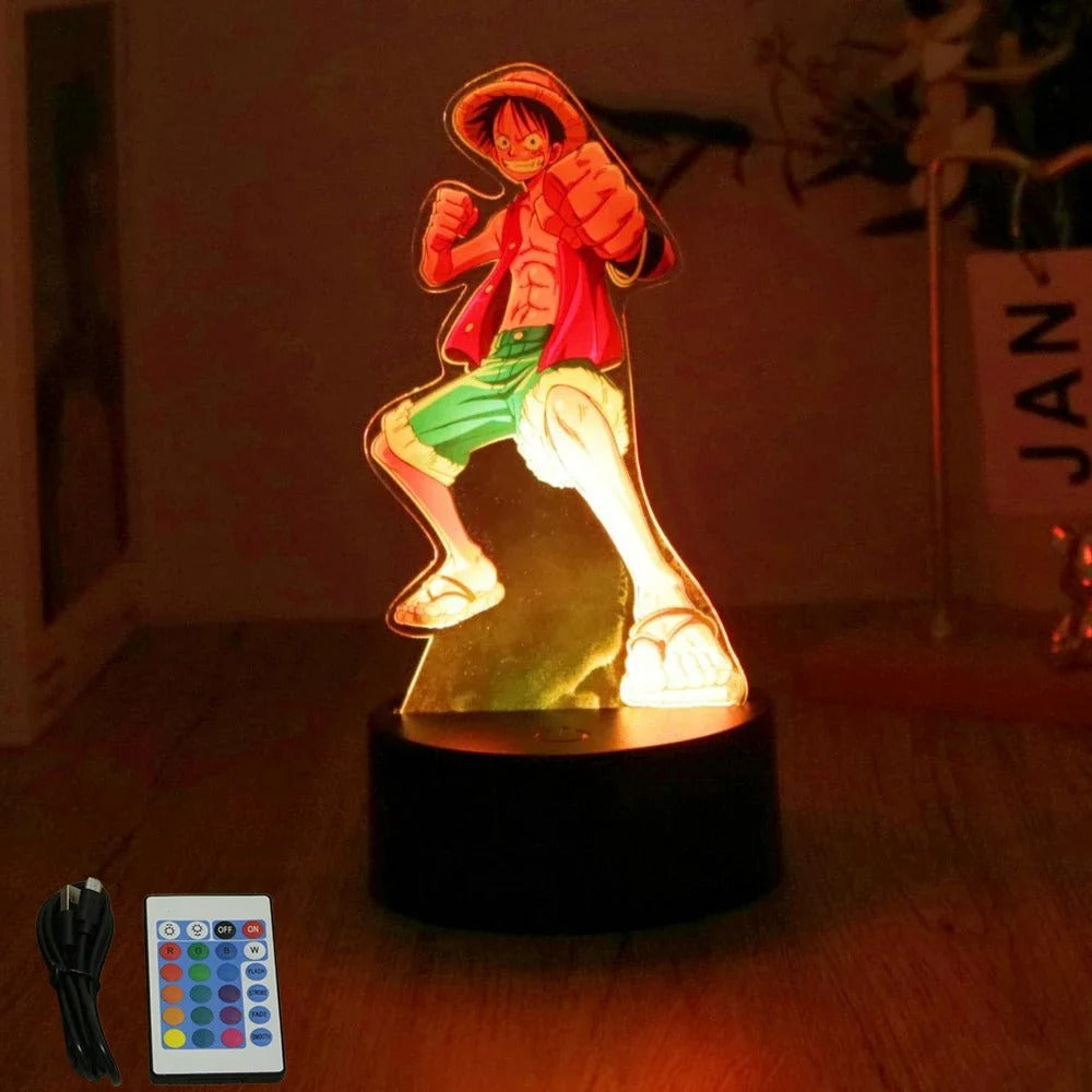 Luffy & Zoro Anime Figures – PVC Collectible with 3D LED Lamp