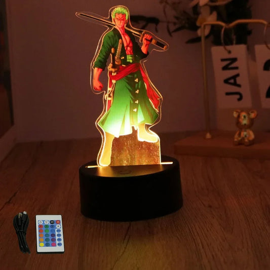 Luffy & Zoro Anime Figures – PVC Collectible with 3D LED Lamp