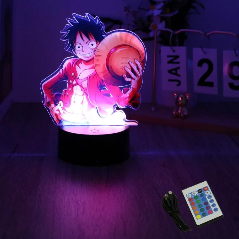 Luffy & Zoro Anime Figures – PVC Collectible with 3D LED Lamp