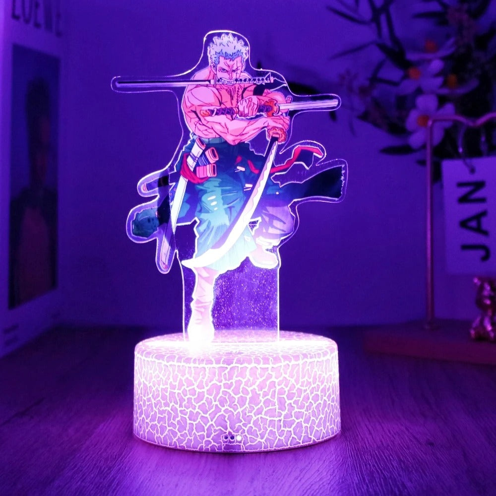 Luffy & Zoro Anime Figures – PVC Collectible with 3D LED Lamp