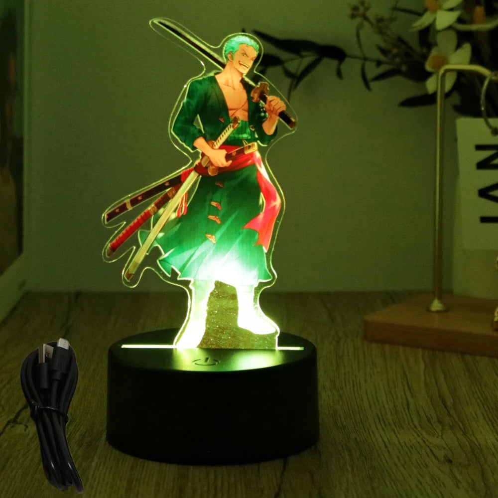 Luffy & Zoro Anime Figures – PVC Collectible with 3D LED Lamp